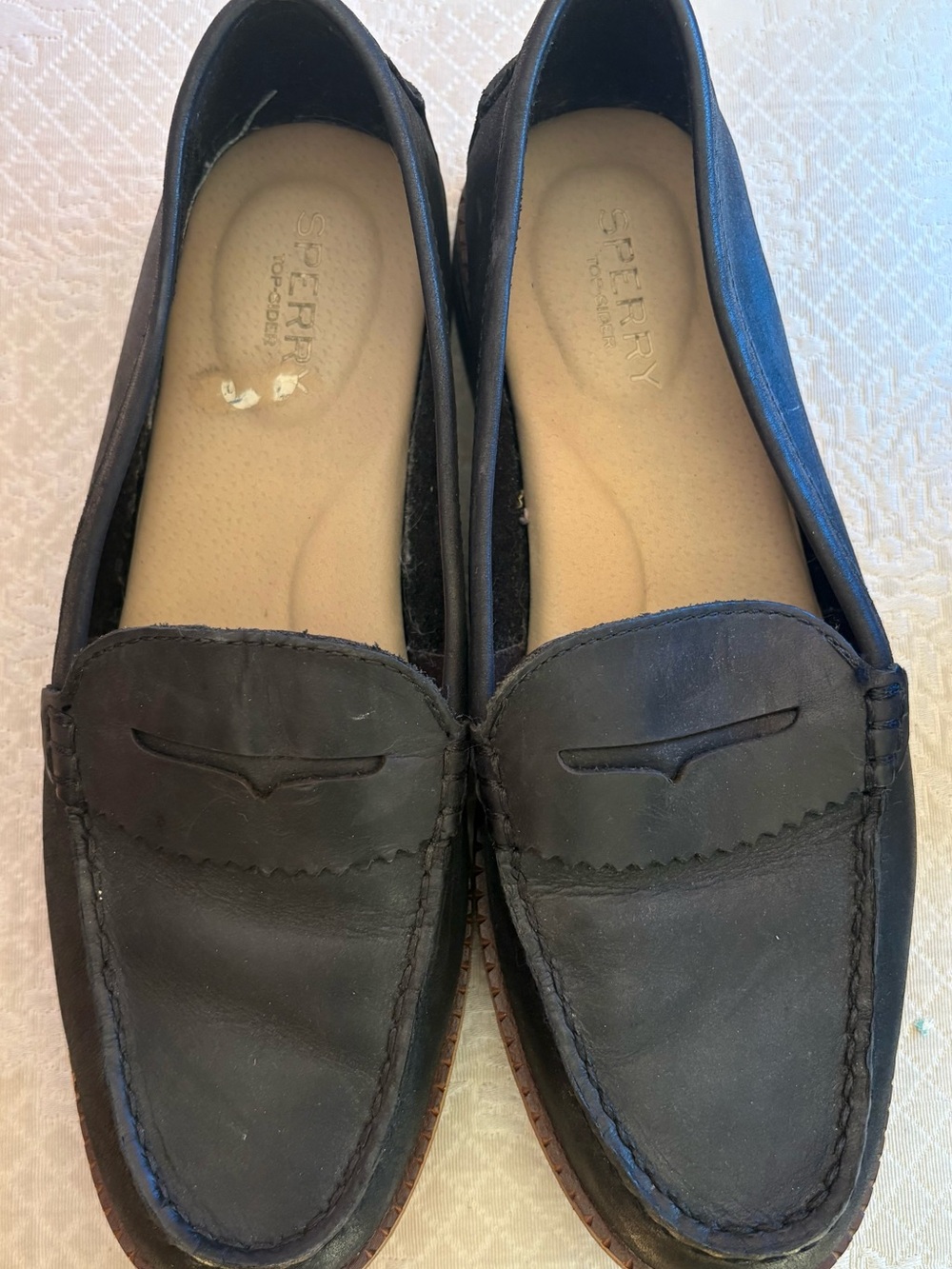 Sperry Black Leather Penny Loafers Women's Slip-Ons